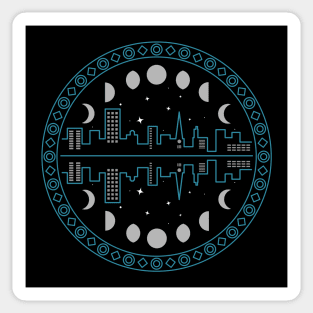 Moon Phases Stars and City Sticker